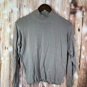 Vintage 90's Talbots Women's Sz.P 100% Silk Turtleneck Grey